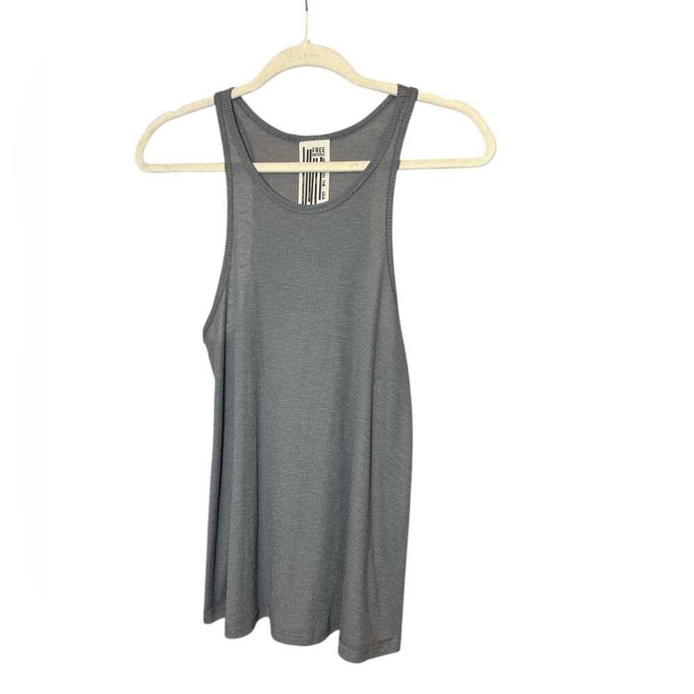 Free People Relaxed Grey Ribbed Tank Size S Casual Lounge